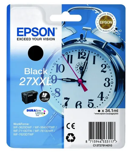 Original Epson T2791 Tinte Patronen Schwarz für WorkForce 3620/3640 - Tintenpatronen für Epson Drucker, hohe Seitenleistung und brillante Druckqualität für professionelle Ergebnisse.