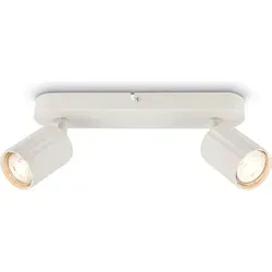 Deckenstrahler 2-flammig - Schwenkbare Deckenleuchte für Schlafzimmer und Wohnräume - Moderne Deckenleuchte in Altweiß mit schwenkbaren Spotköpfen für gezielte Akzentbeleuchtung. Robustes Metallgehäuse vereint Langlebigkeit und stilvolles Design.