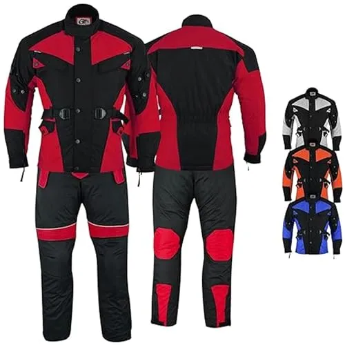 German Wear Motorradkombi Herren 2-teiler mit Protektoren - Rot - Größe 54 - Robuste Motorradkombination mit getesteten Protektoren für maximalen Schutz, wasserabweisend und atmungsaktiv, ideal für sichere Fahrten.