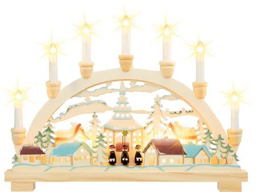 SIKORA Schwibbogen LB11 STERNSINGER - Schwibbogen aus Vollholz mit elektrischer Beleuchtung, 10 Brennstellen für stimmungsvolle Weihnachtsatmosphäre, ideal für festliche Dekoration.