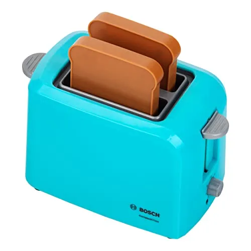 Theo Klein Bosch Toaster mit mechanischer Toastfunktion I Inklusive 2 Scheiben Spielzeugtoast I Maße: 15 cm x 12 cm x 10,5 cm I Spielzeug für Kinder ab 3 Jahren