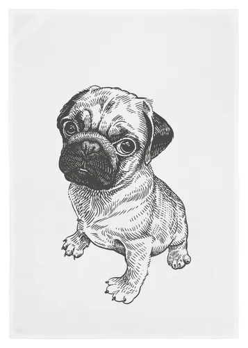 Geschirrtuch, Küchentuch MOPS weiß | Siebdruck 17;30 HAMBURG