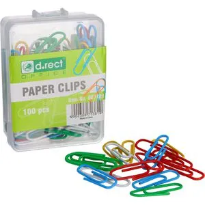 D.RECT Büroklammern 007129, 28mm, farbig sortiert, kunststoffüberzogen, 100 Stück