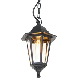 QAZQA - Klassisch I Antik Romantische Hängeleuchte schwarz IP44 - New Haven I Außenbeleuchtung - Kunststoff Länglich - LED geeignet E27 - Schwarz