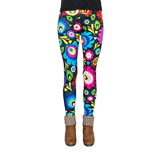 cosey - Bedruckte Bunte Blumen-Leggings (Einheitsgröße) - Design Pfauenauge