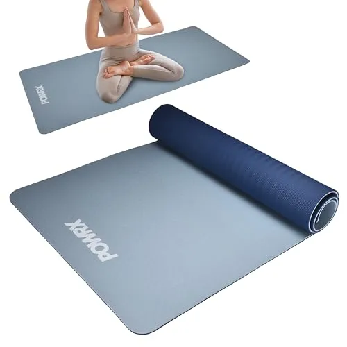 PowrX Yoga Matte extra breit - Matte rutschfest - breite Trainingsmatte ideal für Yoga, Pilates und Workout - hautfreundlich - Blau Set of 1 Gymnastikmatte - 183x81x0,8cm
