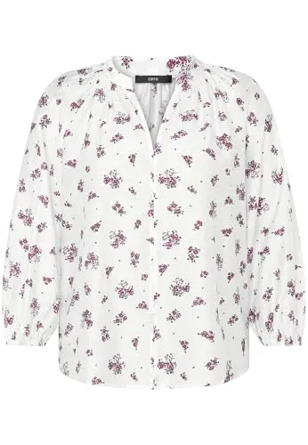 zero Damen Schlupfbluse mit Blumen 44, Cream/Pink von Zero