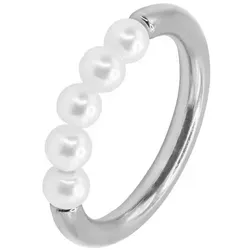 Heideman Fingerring Enya silberfarben poliert (Ring, 1-tlg., inkl. Geschenkverpackung), Perlenring für Frauen silberfarben 54 (17.2)