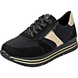 Remonte Sportliche Schnürschuhe Damen Schwarz 36 EU - Sportliche Damen Sneakers in Schwarz mit flexibler Gummisohle und herausnehmbarem Fußbett für hohen Komfort. Ideal für den Alltag mit individueller Anpassung durch Schnürung und Reißverschluss.