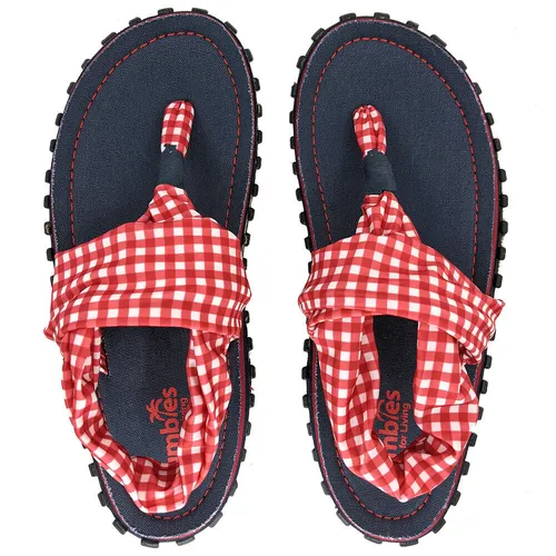 Gumbies Damen Zehetrenner Sandalen Slingback - Picnic - Bequeme Slingback Sandalen in Navy/Rot, ideal für den Sommer, perfekt für Strand und Freizeitaktivitäten.