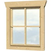 SKAN HOLZ Einzelfenster 28 mm - Anschlag links 57,5x70,5 cm - Einzelfenster für Gartenhäuser mit Dreh-Funktion und Echtglas-Scheiben, ideal für eine hochwertige und helle Gestaltung. Perfekt für 28 mm Blockbohlenwände.
