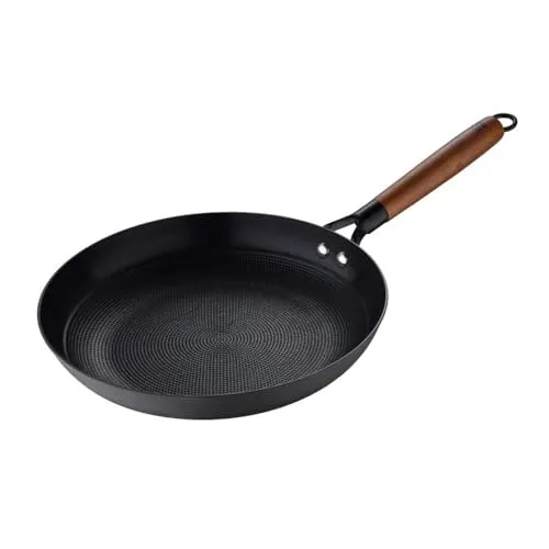 MasterPRO Odín 28 cm - Antihaft-Bratpfanne aus gepresstem Eisen - Pfanne mit keramischer Antihaftbeschichtung, ideal für langsames Garen und für alle Herdarten geeignet. Ergonomischer Griff aus Akazienholz für einen sicheren Halt.