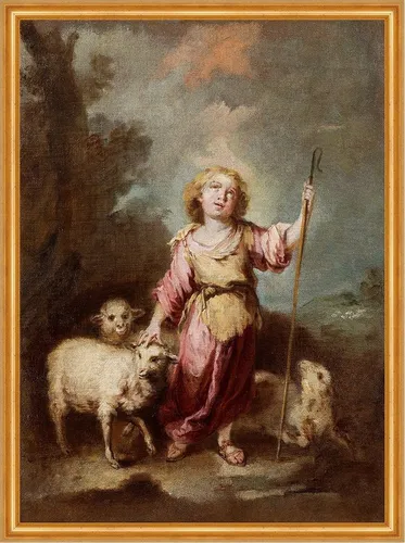 BillerAntik Kunstdruck The Infant Christ as the Good Shepherd Bartolome Murillo Jesus Hirte B, (1 St)