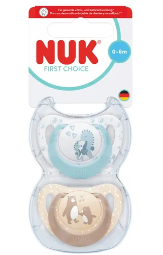 NUK First Choice Baby Schnuller 0-6 Monate orthophonisch Silikon 2 Stück