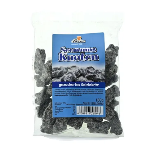 Rexim Lakritz Seemannsknoten, gezuckertes Salzlakritz, 180g Tüte 16,11 EUR/kg
