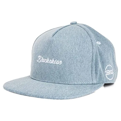 Blackskies Snapback Cap Wildleder Camo Denim - Premium Baseball Cap für Herren, stylisch und kombinationsfreudig mit hochwertigem Velourleder auf dem Schirm. Unisex, verstellbar und klimaneutral produziert.