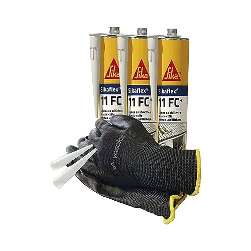 Sika Sikaflex 11 FC Kleber und Dichtmasse - 3x 300ml Betongrau - Kleber & Leime - Hochwertige Dichtmasse mit Temperaturbeständigkeit von -40 bis 80 °C, ideal für vielseitige Anwendungen.