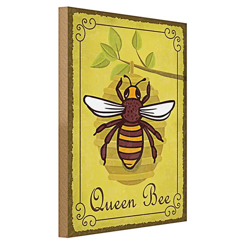 Holzschild Hinweis 40x30cm Queen Bee Biene Honig Imkerei