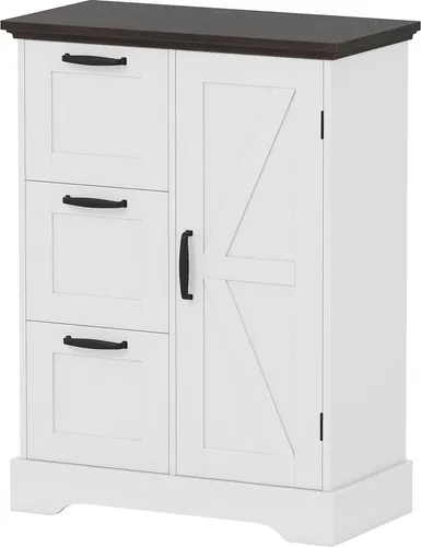 COSTWAY Küchenschrank mit Türen & 3 Schubladen, Weiß, 60x30x80cm – Vielseitiger Stauraum für Ihr Zuhause