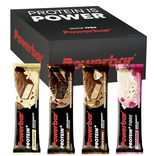 Powerbar Protein Plus Low Sugar Multiflavour Box 16x35g – Proteinriegel für Fitness - Sportnahrung – Leckere Proteinriegel mit wenig Zucker, ideal für aktive Menschen und zur Unterstützung deiner Fitnessziele.
