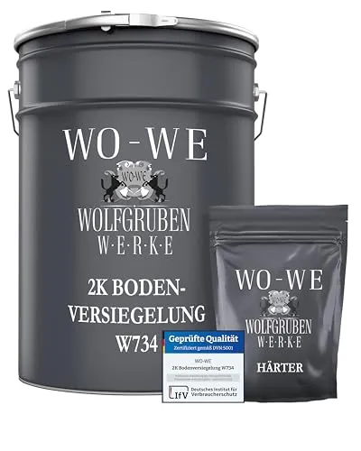 WO-WE 2K Epoxidharz Bodenversiegelung W734 - Hochwertige, klare Bodenversiegelung für Innen- und Außenbereiche. Ideal für Garagen, Werkstätten und Terrassen mit hervorragender chemischer Widerstandsfähigkeit und schneller Aushärtung.