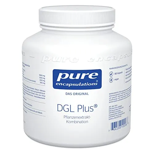 Pure Encapsulations Dgl Plus 180 ST - Nahrungsergänzungsmittel mit 1800 mg DGL Süßholz-Extrakt pro Tagesdosis, vegan und ohne künstliche Zusatzstoffe, ideal für eine gesunde Magen-Darm-Funktion.