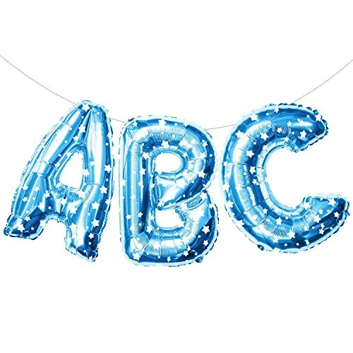 Oblique Unique® ABC Buchstaben Folien Luftballon Girlande Banner Hänge Deko für Einschulung Schuleinführung Schulanfang Schulstart Dekoration Schule Ballons Blau mit Stern