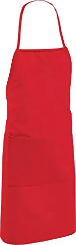 Erwin Müller Kinder-Schürze, Koch-Schürze, Küchenschürze Uni 100% Baumwolle rot Größe 50x65 cm - verstellbare Halsschlaufe, mit Aufsatztasche und Bindeband