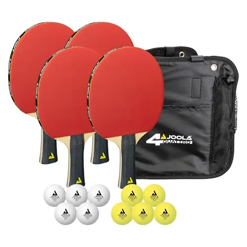JOOLA Tischtennis Quattro Set - Tischtennisschläger mit Zubehör - Tischtennisschläger Set für Allround-Spieler, inklusive Bälle und Schlägerhülle, ideal für Hobby und Freizeit.