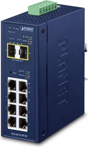 Planet IP30 Industrial L2/L4 8-Port Switch (IGS-4215-8T2S) in blau von Planet