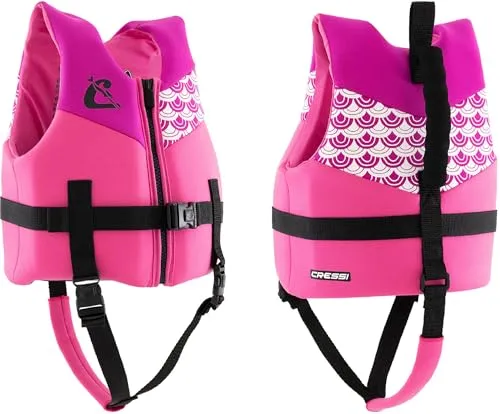 CRESSI Froggy Neoprene Swim Vest - Schwimmweste für Kinder Ausgestattet mit Zwei Griffen – Hervorragende Hilfe zum Schwimmen und für das Gleichgewicht im Wasser - Rosa/Flieder S: 2/3 Jahre