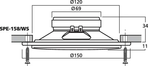 Monacor SPE-158 - Einbaulautsprecher 30 W, ideal für hochwertigen Klang im Auto oder Wohnraum