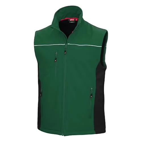 Nitras Softshellweste Motion Tex Light 716X - grün/schwarz, winddicht und wasserabweisend, Größe 3XL - Wander- & Outdoor-Weste für Herren, ausgestattet mit YKK-Reißverschluss und Rückenverlängerung für optimalen Komfort bei jedem Wetter.