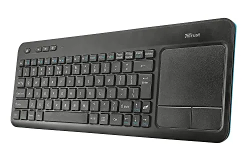 Trust Veza Kabellose Tastatur mit XL Touchpad, Deutsches QWERTZ Layout, Leicht und Schlank, Mikro-USB-Empfänger, 10 m Funkbereich, Funktastatur für Smart TV, PC, Laptop, Console - Schwarz