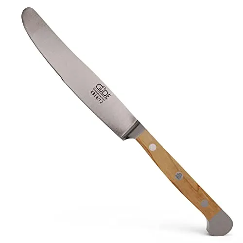 GÜDE Tafelmesser ALPHA OLIVE, 12 cm - Handgemacht aus Olivenholz - Tafelmesser aus Solingen, gefertigt aus 500 Jahre altem Olivenholz. Handarbeit trifft auf Tradition - ideal für stilvolle Tischgedecke und robuste Küchenarbeiten.