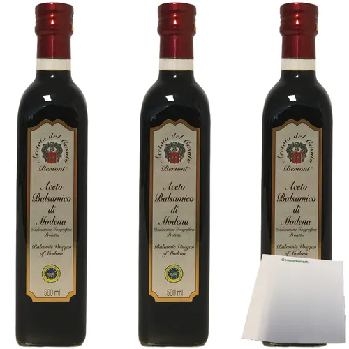 Bertoni Aceto Balsamico Di Modena IGP dunkler Balsamicoessig 3er Pack 3x500ml