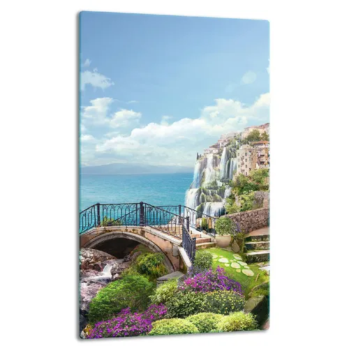 Herdabdeckplatten Schneidebrett Spritzschutz Glas 30x52cm Landschaft