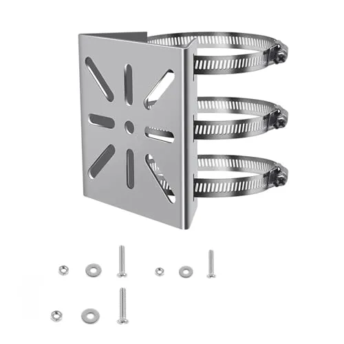 Shirene Masthalterung für Überwachungskamera,Masthalterung Kamera Masthalter Edelstahl Universal Vertikale Stangenhalterung mit 3 Verstellbaren Schlaufen für CCTV-Kameras Wandhalterung