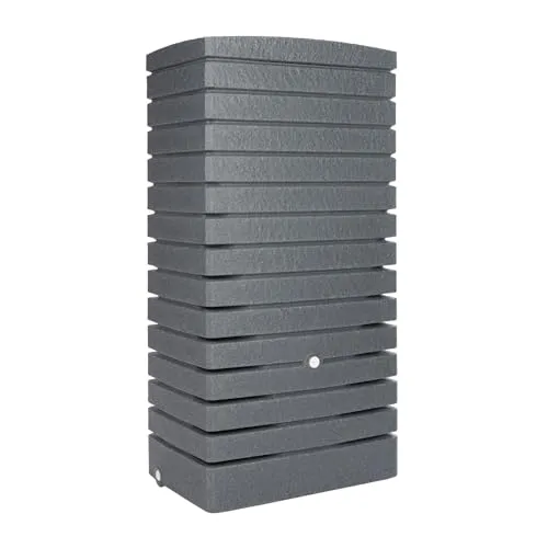 FLORANTIA Regentonne eckig Regenwassertank Catania 210 Liter anthrazit aus UV- und witterungsbeständigem Material. Regenfass BZW. Regenwassertonne mit kindersicherem Deckel und Messinganschlüssen