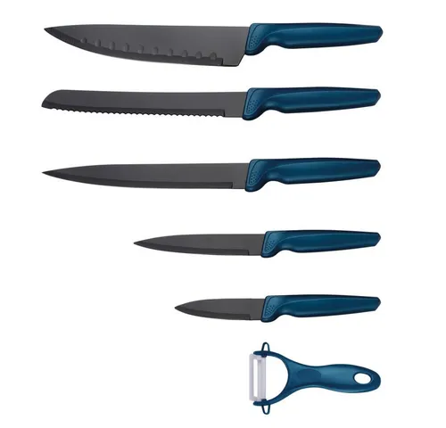 Michelino Messer-Set 6-teilig: 5 Messer & 1 Sparschäler - Küchenmesser-Set mit 5 scharfen Messern und einem Sparschäler, hygienisch, pflegeleicht und spülmaschinenfest. Ideal für präzises Schneiden und sicheres Arbeiten in der Küche.