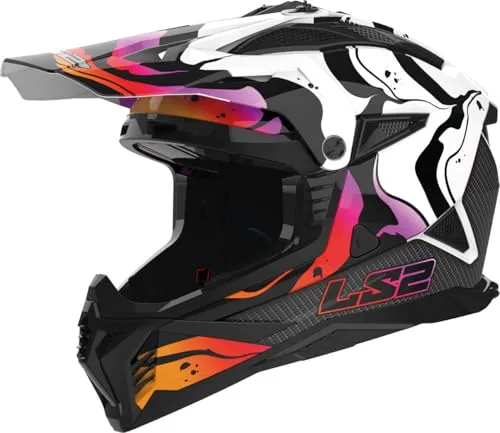 LS2 MX708 Fast II Wash Motocross Helm, schwarz-weiss-rot, Größe L - Motorradhelm mit Emergency-Release-System für schnelle Rettung, verstärktem Kinnriemen und verstellbarem Helmschirm – ideal für Sicherheit und Komfort beim Motocross.