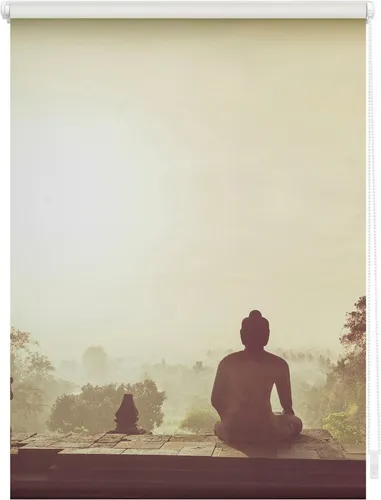 Lichtblick Klemmfix Tageslicht-Rollo Tempel Borobudur in orange von LICHTBLICK ORIGINAL