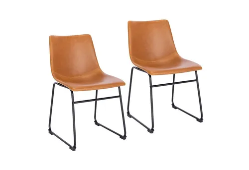 SVITA Harry 2er Set Esszimmerstühle – Kunstleder Cognac mit Metallbeinen - Esszimmerstühle im 2er Set, ergonomisch und pflegeleicht. Hochwertiges Kunstleder und stabiler Stahlrahmen sorgen für Komfort und Stil in jedem Raum.