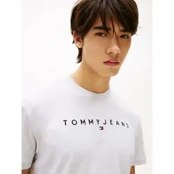 Tommy Jeans TJM Reg Linear Logo Tee EXT Kurzarm-T-Shirt, Herren, Grau (Silver Grey), XXXL