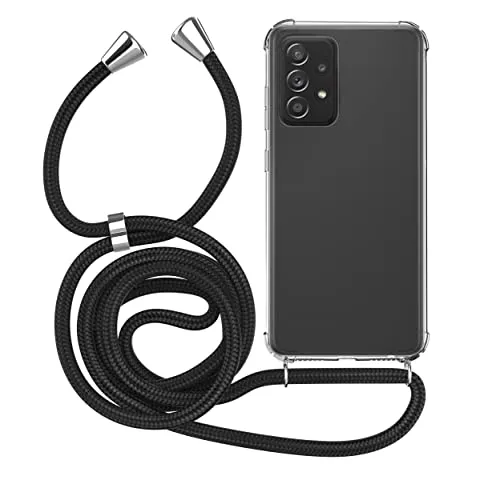 MyGadget Handykette für Samsung Galaxy A52 4G | 5G | A52s 5G - [ TPU Hülle mit verstellbaren Band ] - Handyhülle mit Handyband zum Umhängen Kordel Schnur Case Schutzhülle Schwarz Muster