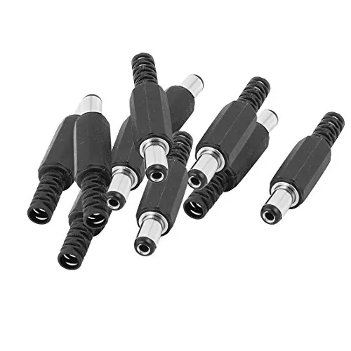 sourcing map 10 Stück DC Stecker Adapter, 5.5x2.1mm Netzadapter Connector für DIY-Gleichstromversorgung, Schwarz