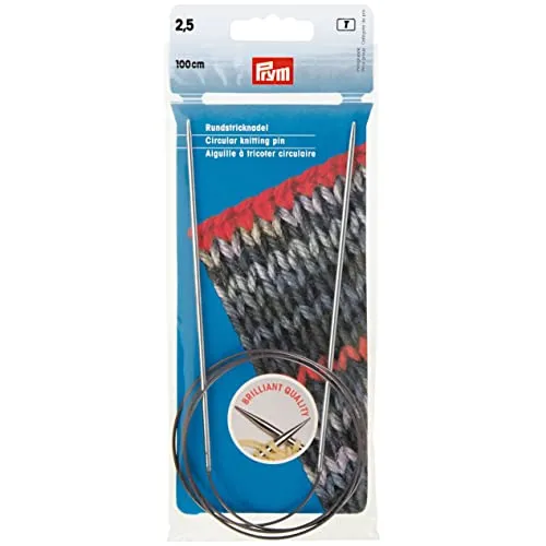 Prym 212116 Rundstricknadeln MS 100 cm 2,50 mm silberfarbig