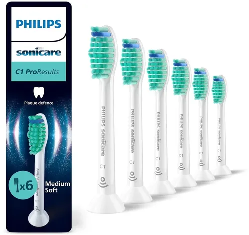 Philips Sonicare C1 ProResults (6 x) (HX6016/87) - Zahnbürstenkopf für effektive Plaque-Entfernung, kompatibel mit Philips Sonicare Zahnbürsten – für ein strahlendes Lächeln und gesunde Zähne.