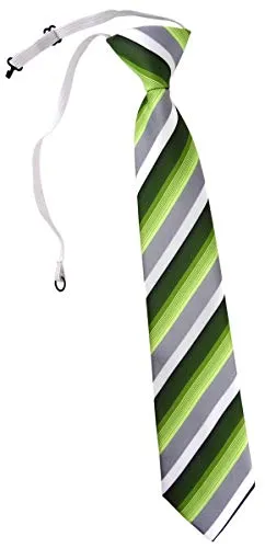 TigerTie Kinderkrawatte in grün dunkelgrün grau weiss gestreift - Krawatte vorgebunden mit Gummizug