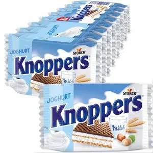 Knoppers Waffeln Joghurt-Haselnuss-Schnitte, je 25g, 8 Stück